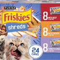 Purina Friskies Gravy Wet Cat Food Variety Pack, Shreds With Beef, With Chicken, and Turkey and Cheese Dinner - (Pack of 24) 5.5 oz. Cans