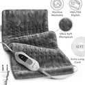GENIANI XL Electric Heating Pad for Back Pain & Cramps Relief, Electric Throw, Birthday Christmas Gifts for Women, Men Auto Shut Off, Machine Washable, Heat Pad for Neck & Shoulder, 12×24", Tabby Gray