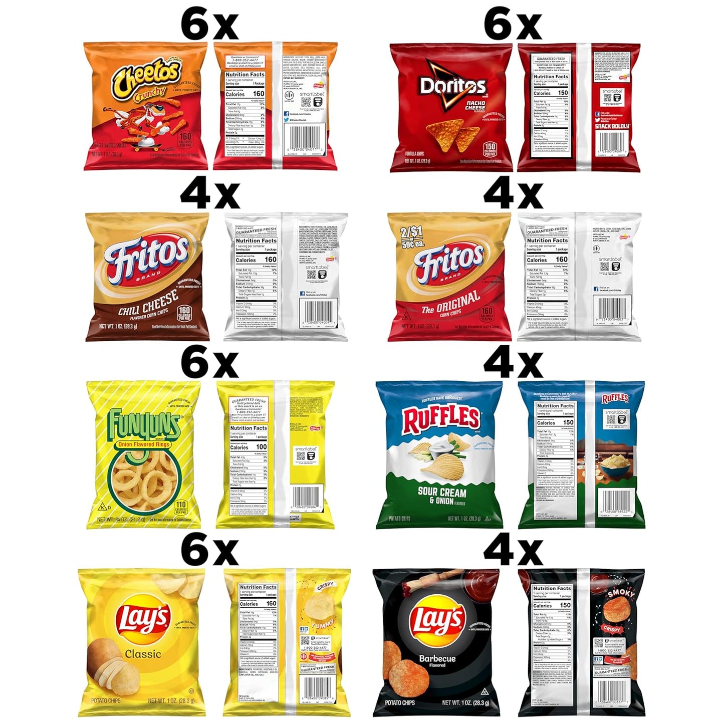 Frito-Lay Variety Packs, Party Mix, Single Serve Bags, 2.41 Pounds (40 Pack)