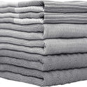 Premium Kitchen Towels (20”x 28”, 6 Pack) | Large Cotton Kitchen Hand Towel | Flat & Terry Dish Cloths | Highly Absorbent Tea Towels Set with Hanging Loop | Gray