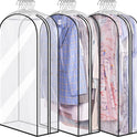 MISSLO 10" Gusseted All Clear Garment Bags for Hanging Clothes 3 Packs 40" Suit Bags for Closet Storage Hanging Clothes Storage Suit Cover for Shirts, Coats, Dresses