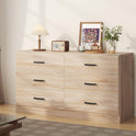 Bigbiglife Dresser for Bedroom, 6 Drawer Double Dresser, Modern Chest of Drawers with Deep Drawers, TV Stand Large Storage Organizer for Living Room, Closet (Light Oak)