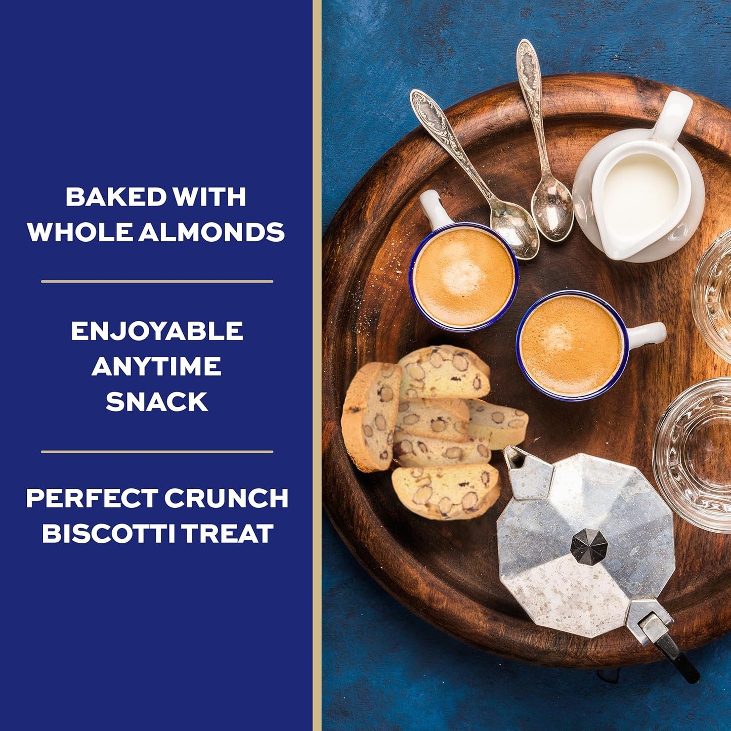 La Dolce Vita Classic Almond Italian Biscotti Cookies, Gourmet Coffee & Tea Dipping Snack, 40 oz Jar