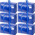 TICONN 6-Pack Extra Large Moving Bags with Zippers & Handles – Heavy-Duty Waterproof Storage Totes (24-Gallon)