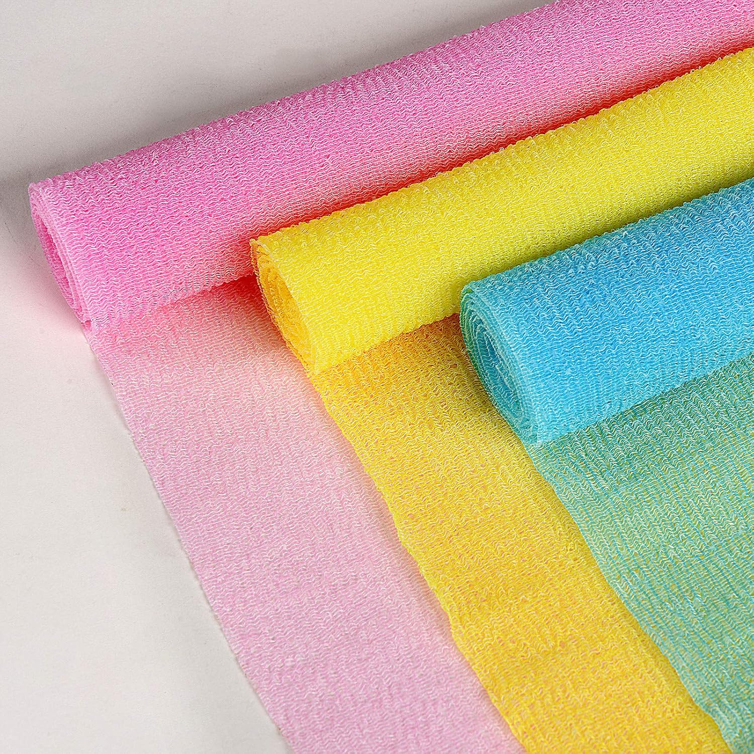 ARCH&M Exfoliating Washcloth Body Scrubber Back Scrubber for Shower Japanese Beauty Washcloth Bath Wash Cloth Korean Exfoliation Luffah Towel Net Sponge Loofah Body Scrub 3 Pack