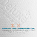PlushDeluxe Premium Bamboo Mattress Protector – Queen Size, Waterproof, & Ultra Soft Breathable Noiseless Washable Bed Mattress Cover for Comfort & Protection - White