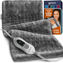 GENIANI XL Electric Heating Pad for Back Pain & Cramps Relief, Electric Throw, Birthday Christmas Gifts for Women, Men Auto Shut Off, Machine Washable, Heat Pad for Neck & Shoulder, 12×24", Tabby Gray