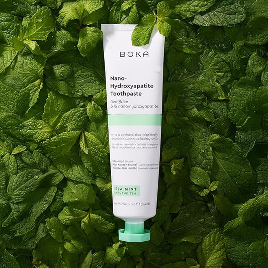 Boka Fluoride Free Toothpaste Nano Hydroxyapatite, Helps Remineralize, Appropriate for Sensitive Teeth, Whitening - for Adult, Kids Oral Care - Ela Mint Flavor, 4 Fl Oz 1Pk US Manufactured