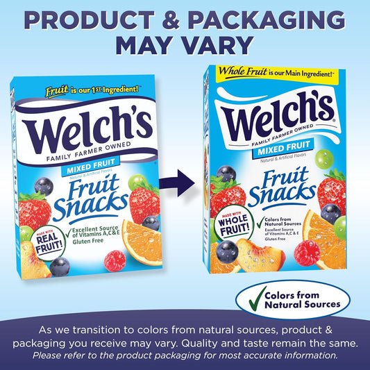Welch's Fruit Snacks, Mixed Fruit Snack Box, Gluten Free, 0.8oz Snack Packs (Pack of 40)