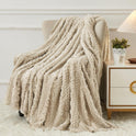 Aganear Fleece Throw Blanket - Cozy Soft Lightweight Fuzzy Throw Blanket for Women Portable Throw Blankets for Couch, Warm Present for Birthday, , Halloween, Housewarming(50"x60", Khaki)