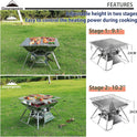 CAMPINGMOON Portable Stainless Steel Campfire Fire Pit Foldable Wood Burning Charcoal Grill for Camping Stove, Outdoor Cooking, Folding BBQ Grill 14-inch with Carry Bag MT-2