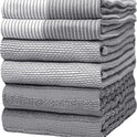 Premium Kitchen Towels (20”x 28”, 6 Pack) | Large Cotton Kitchen Hand Towel | Flat & Terry Dish Cloths | Highly Absorbent Tea Towels Set with Hanging Loop | Gray