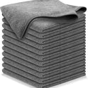 USANOOKS Microfiber Cleaning Cloth Grey - 12 Pcs (12.5"x12.5") - High Performance - 1200 Washes, Ultra Absorbent Microfiber Towel Weave Grime & Liquid for Streak-Free Mirror Shine - Car Washing Cloth