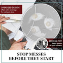 BergKoch Splatter Screen for Frying Pan - 13 Inch Stainless Steel Grease Splatter Guard - Cover Oil Splash when Sizzling Bacon, Cooking Fried Chicken or Popcorn
